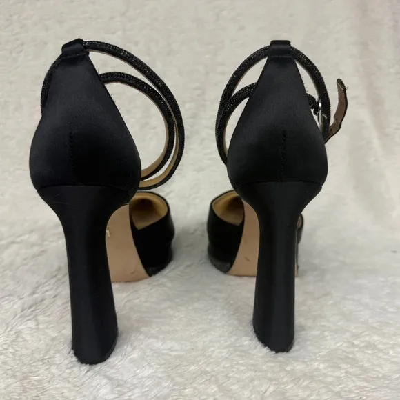 Badgley Mischka Eliana Ankle Strap Platform Pointed Toe Pump Black Size 8