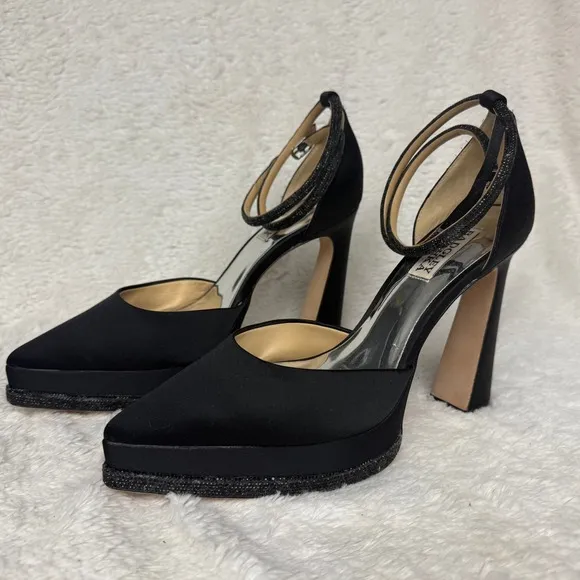 Badgley Mischka Eliana Ankle Strap Platform Pointed Toe Pump Black Size 8