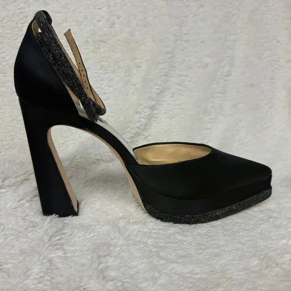 Badgley Mischka Eliana Ankle Strap Platform Pointed Toe Pump Black Size 8