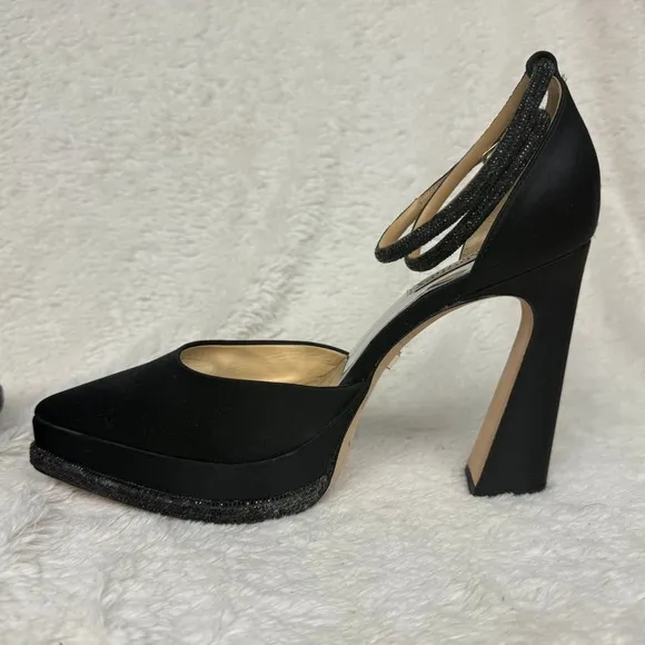 Badgley Mischka Eliana Ankle Strap Platform Pointed Toe Pump Black Size 8