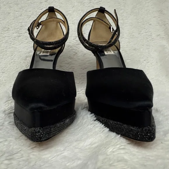 Badgley Mischka Eliana Ankle Strap Platform Pointed Toe Pump Black Size 8