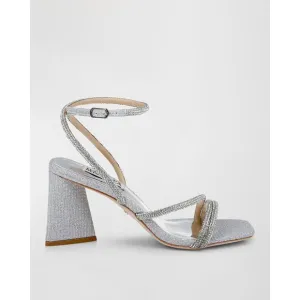 Badgley Mischka Freedom Glitter Block Heel Silver - 8.5b