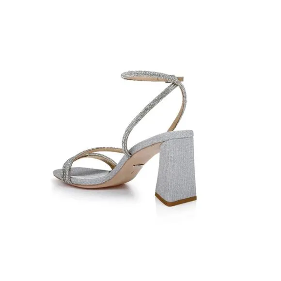 Badgley Mischka Freedom Glitter Block Heel Silver - 8.5b