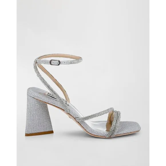 Badgley Mischka Freedom Glitter Block Heel Silver - 8.5b