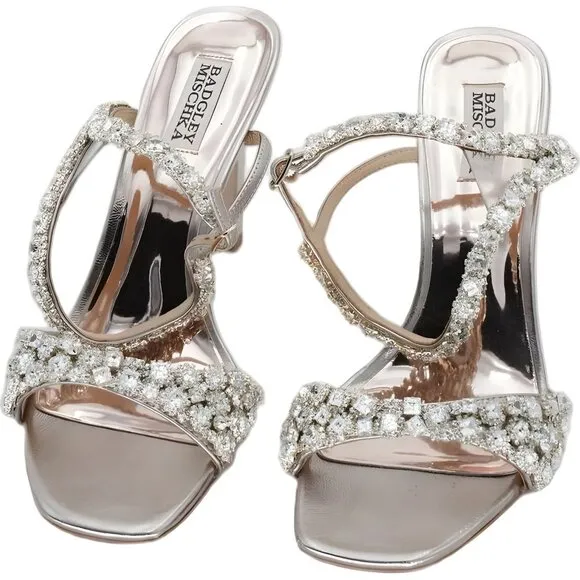Badgley Mischka Galia Crystal Champagne Stiletto Heels Size 9