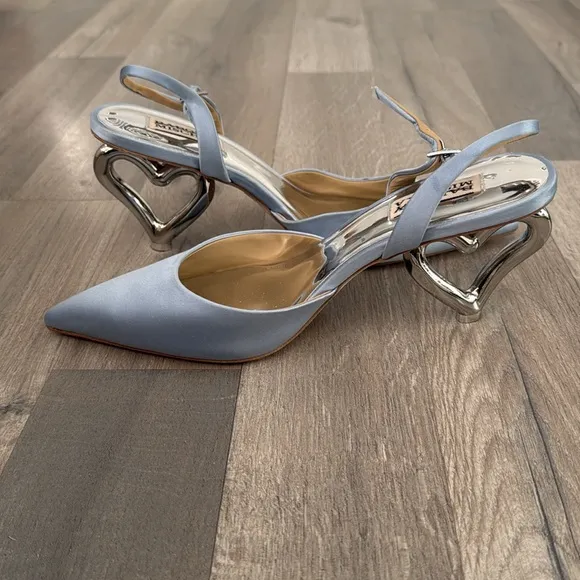 Badgley Mischka Lucille Heart Heel Slingback Pumps
