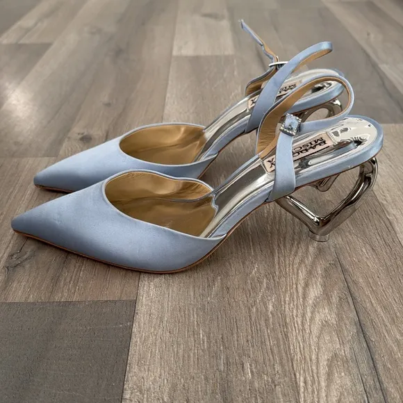 Badgley Mischka Lucille Heart Heel Slingback Pumps