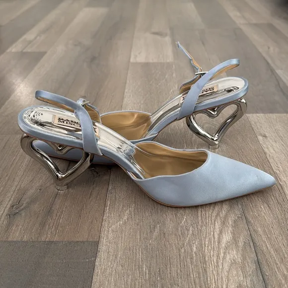 Badgley Mischka Lucille Heart Heel Slingback Pumps