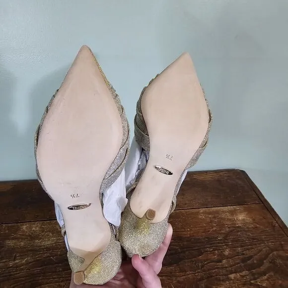 Badgley Mischka Nisha Ankle Strap Stiletto Womens Shoes Gold Size 7.5 NWB