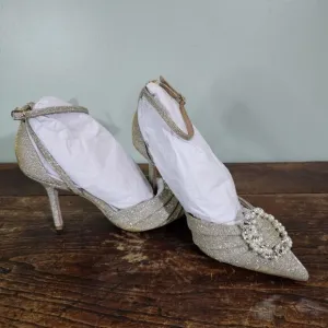 Badgley Mischka Nisha Ankle Strap Stiletto Womens Shoes Gold Size 7.5 NWB