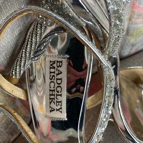 Badgley Mischka Olympia Glitter Evening Sandal Size 7.5 UK 5.5 New! Retail $198