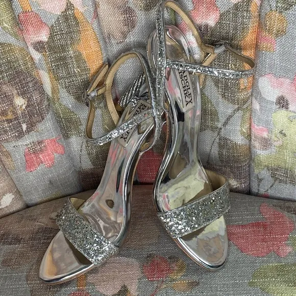 Badgley Mischka Olympia Glitter Evening Sandal Size 7.5 UK 5.5 New! Retail $198