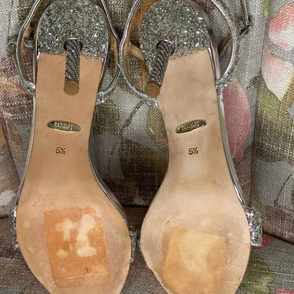 Badgley Mischka Olympia Glitter Evening Sandal Size 7.5 UK 5.5 New! Retail $198