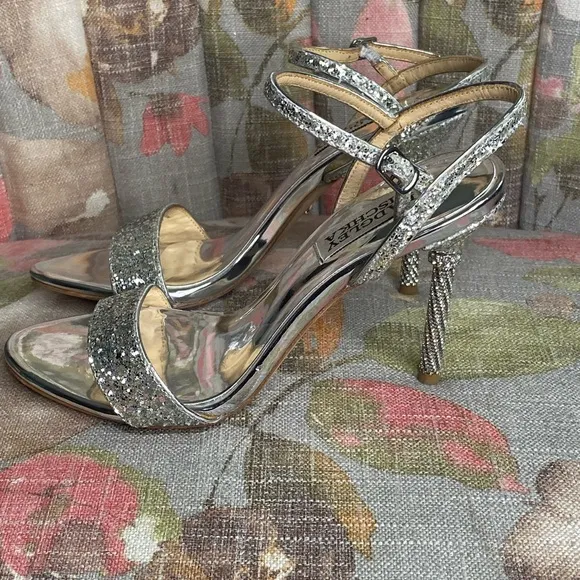 Badgley Mischka Olympia Glitter Evening Sandal Size 7.5 UK 5.5 New! Retail $198