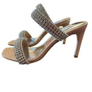 Badgley Mischka Sade Jeweled Double-Band Stiletto Heels Blush Gold NEW Size 6