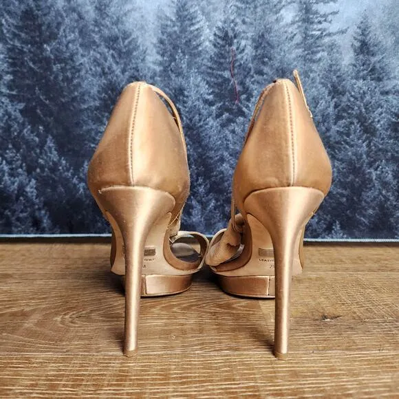 Badgley Mischka Slingback Nude Rhinestone Stiletto Heels | Women's 7.5