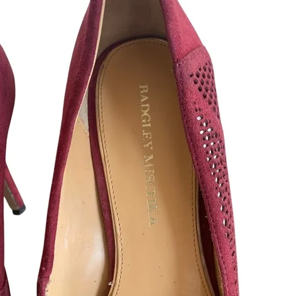 Badgley Mischka Suede Pumps‎ Pointed Toe Stiletto Heels Burgundy Size 10