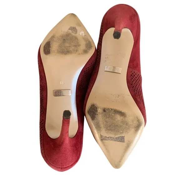 Badgley Mischka Suede Pumps‎ Pointed Toe Stiletto Heels Burgundy Size 10