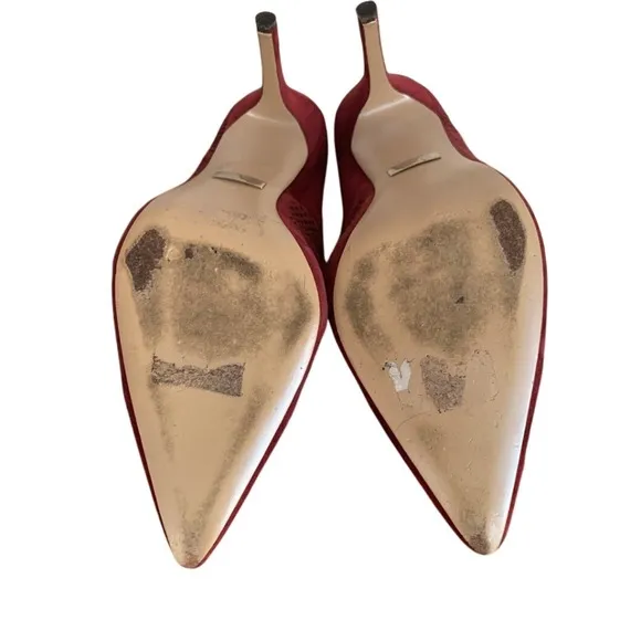 Badgley Mischka Suede Pumps‎ Pointed Toe Stiletto Heels Burgundy Size 10
