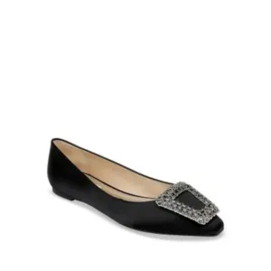 BADGLEY MISCHKA Womens Black Hardware Emerie Pointed Toe Slip On Flats Shoes 7