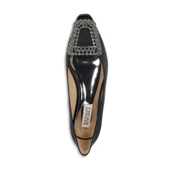 BADGLEY MISCHKA Womens Black Hardware Emerie Pointed Toe Slip On Flats Shoes 7