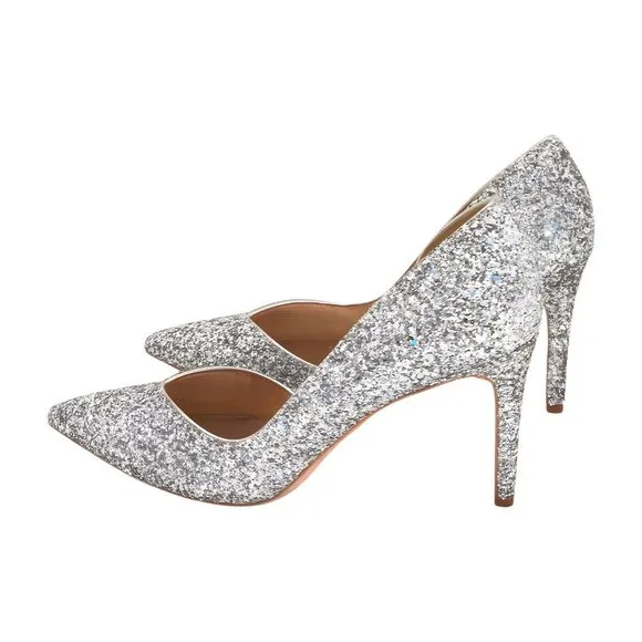 Badgley Mischka Womens Daisy Il Pump, Silver Glitter, Size 10