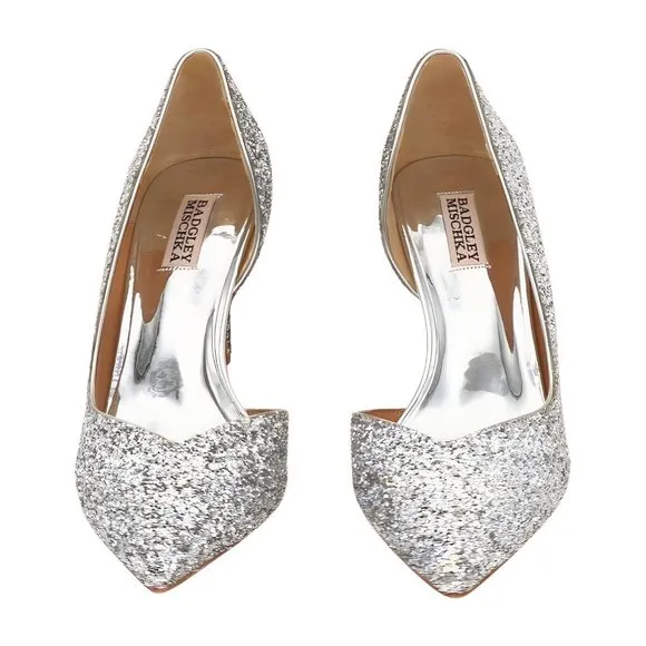 Badgley Mischka Womens Daisy Il Pump, Silver Glitter, Size 10
