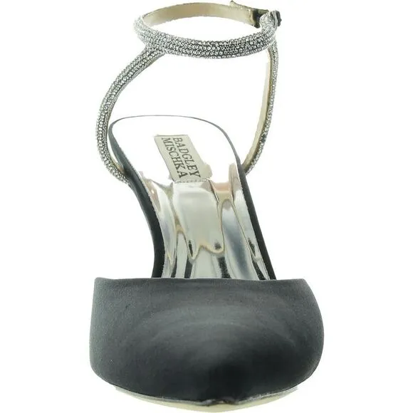 Badgley Mischka Womens Kamilah  Black Ankle Strap Dressy Pumps Shoes New