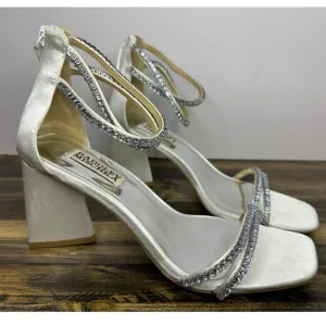 Badgley Mischka Women’s Lilllie Satin Rhinestone Heels Size 7.5 Elegant Shoes