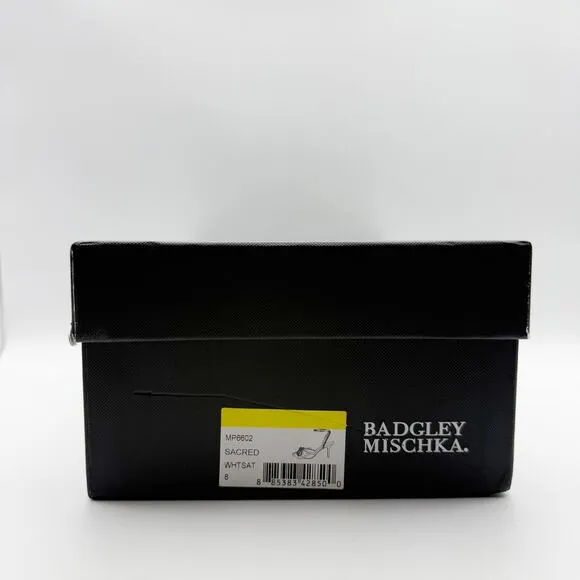 Badgley Mischka Women's Sacred Embellished Ankle Strap Pumps US 8 White Bow NIB
