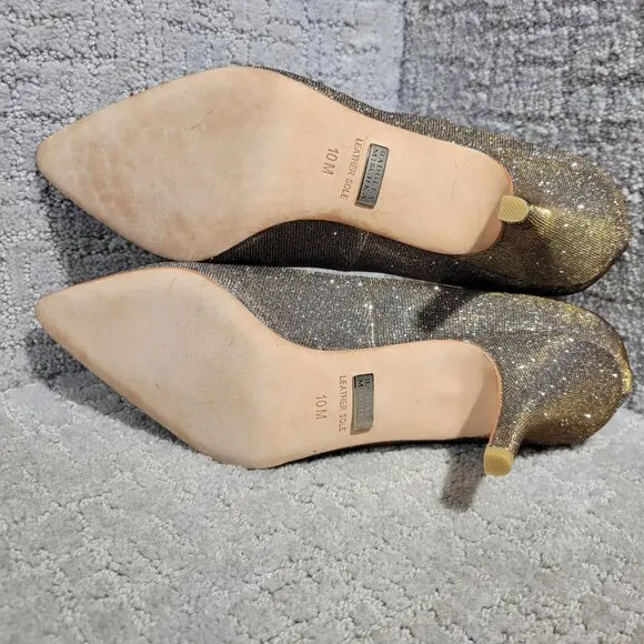 Badgley Mischka Women's Size 10M US Gold Glitter Kitten Heel Pump Shoes