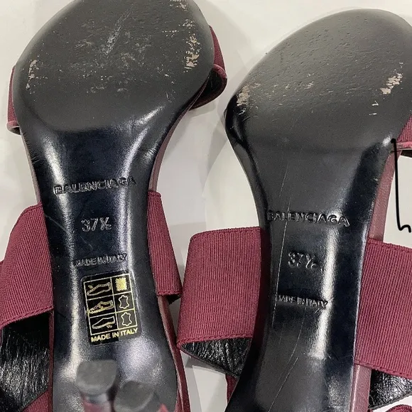 Balenciaga Elegant Burgundy Heeled Sandals 37.5 (7 1/2)