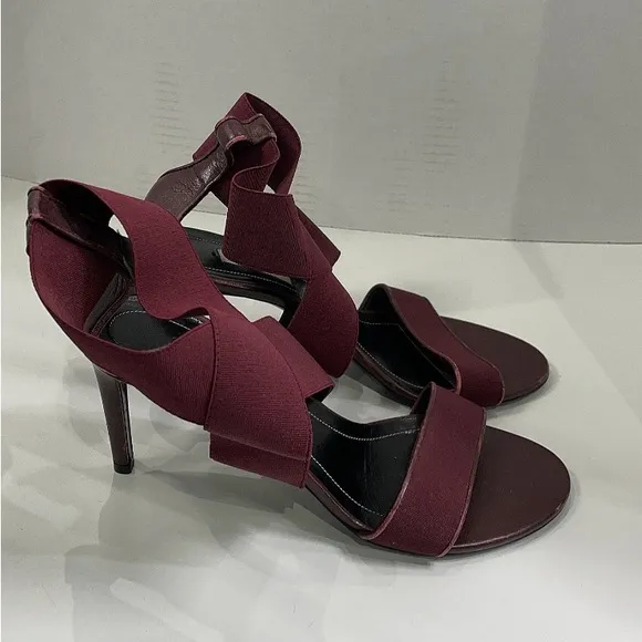 Balenciaga Elegant Burgundy Heeled Sandals 37.5 (7 1/2)