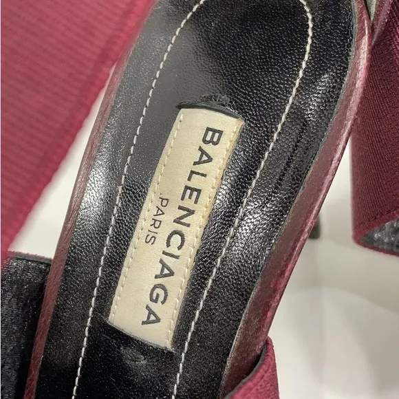 Balenciaga Elegant Burgundy Heeled Sandals 37.5 (7 1/2)