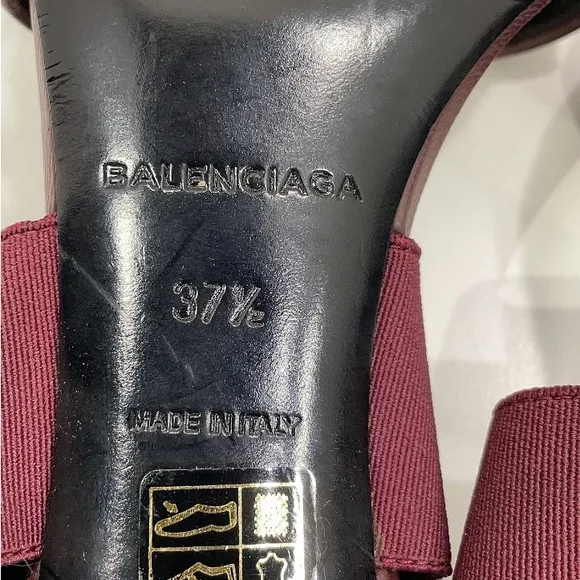 Balenciaga Elegant Burgundy Heeled Sandals 37.5 (7 1/2)