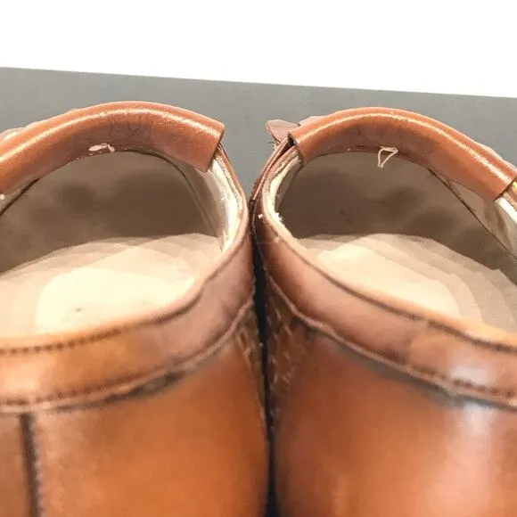 Bally Suisse Vasano Basket Weave Leather Slip On Wedge Heel Tassel Loafer Shoes