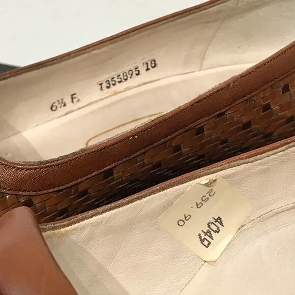 Bally Suisse Vasano Basket Weave Leather Slip On Wedge Heel Tassel Loafer Shoes