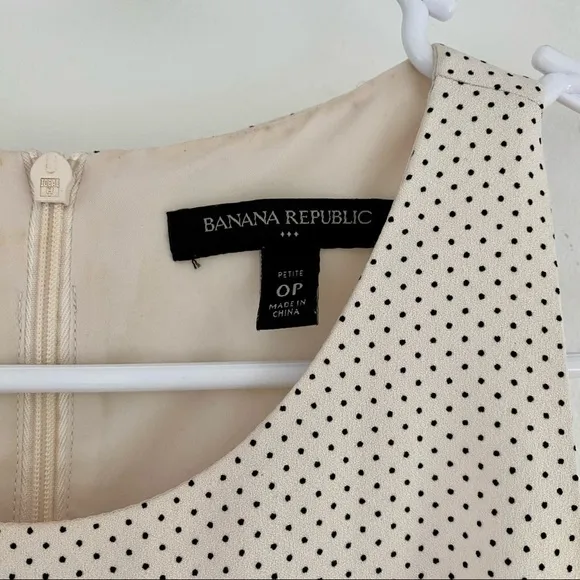 Banana Republic Cream Black Polka Dot Ruffle Dress