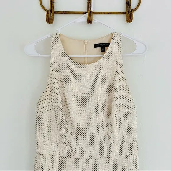 Banana Republic Cream Black Polka Dot Ruffle Dress