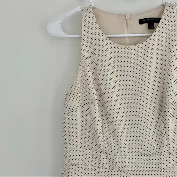 Banana Republic Cream Black Polka Dot Ruffle Dress