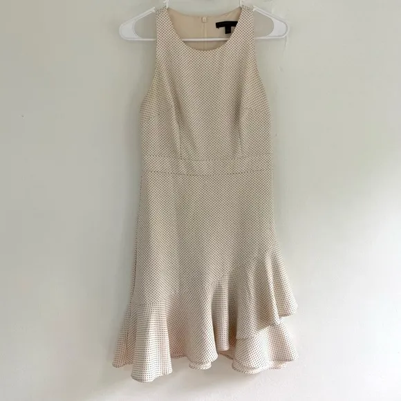 Banana Republic Cream Black Polka Dot Ruffle Dress