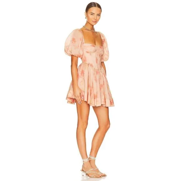 Bardot Kiah Corset Mini Dress in Orange Floral 8 New Womens Fit n Flare
