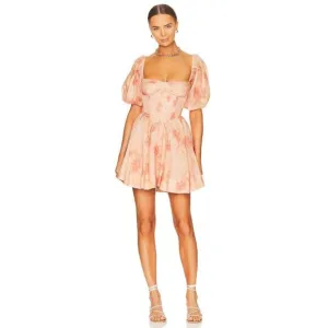 Bardot Kiah Corset Mini Dress in Orange Floral 8 New Womens Fit n Flare