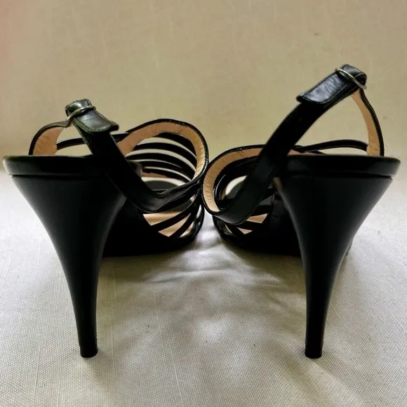 Barney’s New York COOP Black Leather Stiletto Heels Size 40 Strappy Sandals
