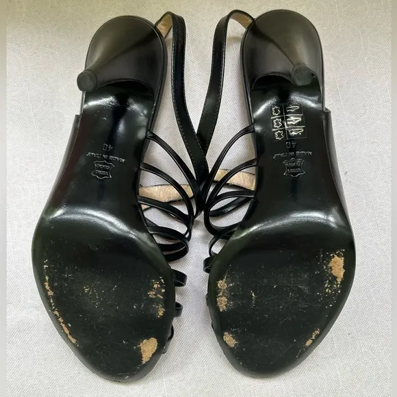 Barney’s New York COOP Black Leather Stiletto Heels Size 40 Strappy Sandals