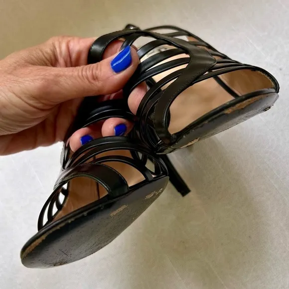 Barney’s New York COOP Black Leather Stiletto Heels Size 40 Strappy Sandals