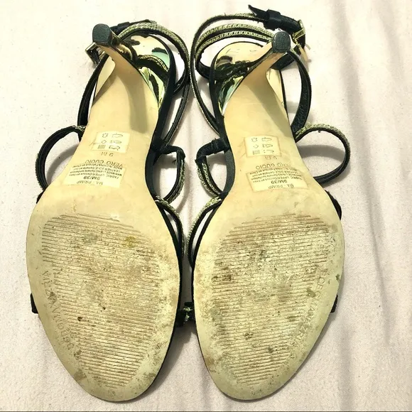 BCBG MaxAzaria Stiletto Strap High Heels  Black/Gold Size 9M