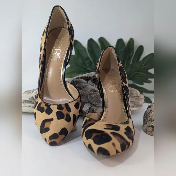 BCBG Paris Natural Cow Hair Cheetah Print Stiletto Pumps Size 6.5 / 1W-11A