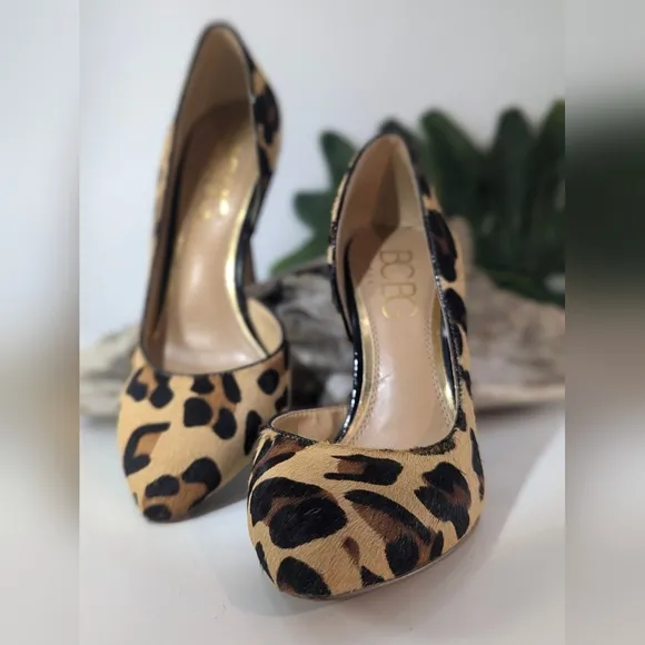BCBG Paris Natural Cow Hair Cheetah Print Stiletto Pumps Size 6.5 / 1W-11A