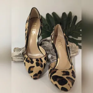 BCBG Paris Natural Cow Hair Cheetah Print Stiletto Pumps Size 6.5 / 1W-11A